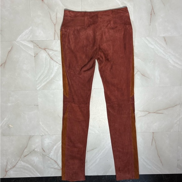 Vintage Diane Von Furstenberg Suede Leather Pants Size 4 Long Y2K - Picture 2 of 5